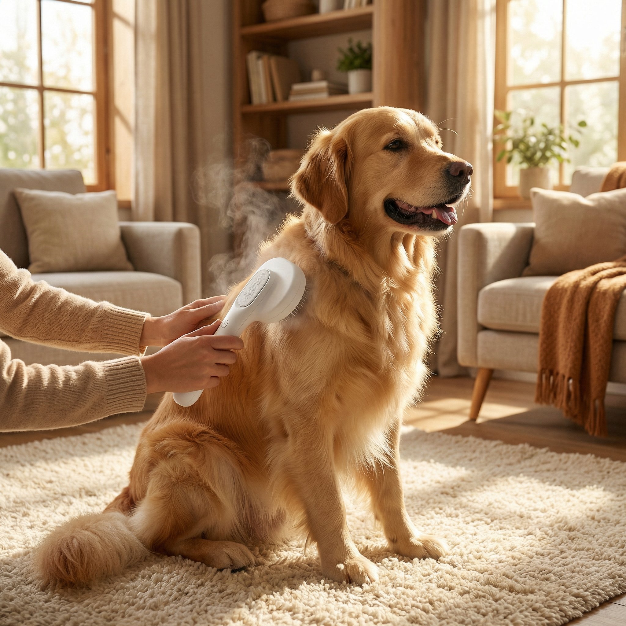 NovaNest: FurFree™ Steam Grooming Brush - Remove Loose Fur, Reduce Shedding, And Turn Grooming Into A Relaxing Experience For Your Pet.